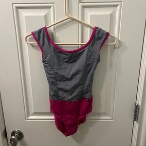 Mariia Gray and Pink cap sleeve leotard- size S/M child